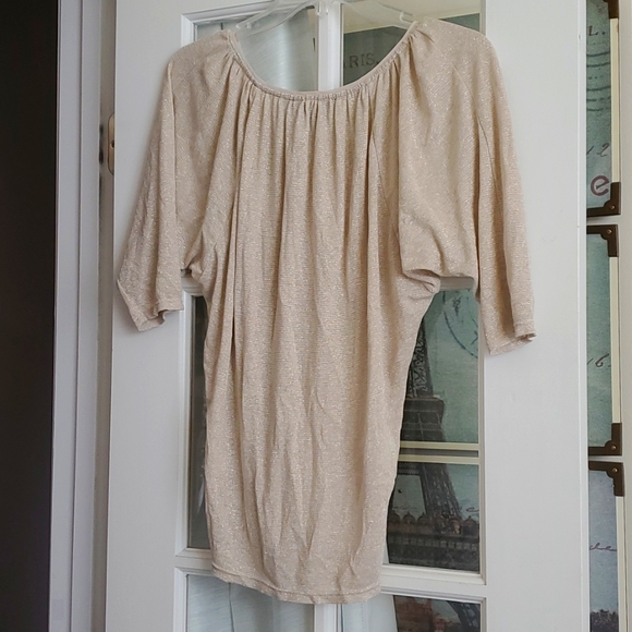 WHBM White House Black Market Gold Silver Metallic V-neck Top - Picture 4 of 5